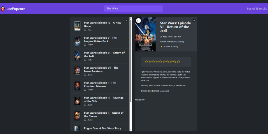 Link to usePopcorn project